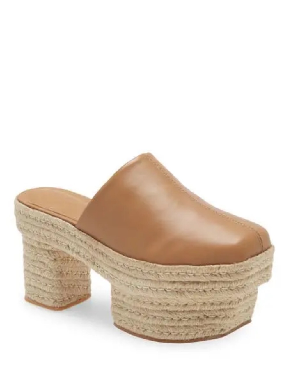 cult gaia Leather Espadrille Platform Mule in Camel